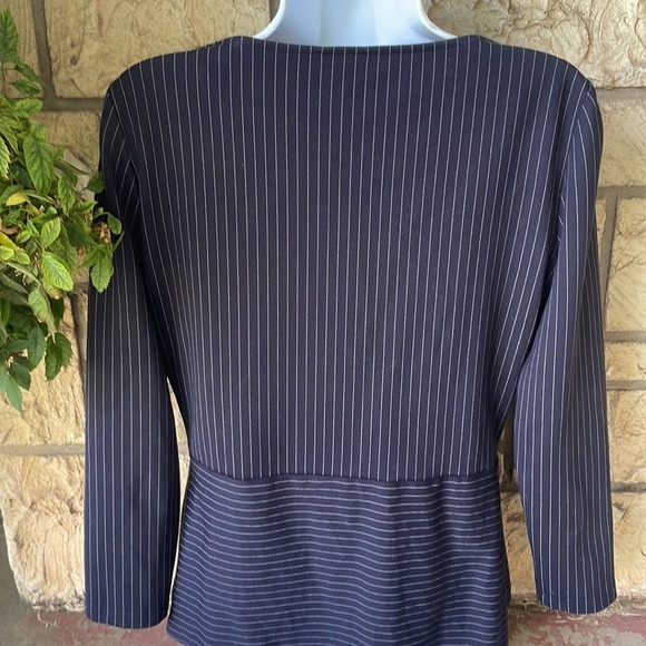 Ann Taylor, black and white pants, striped stretch, career blouse, business - Picture 6 of 9